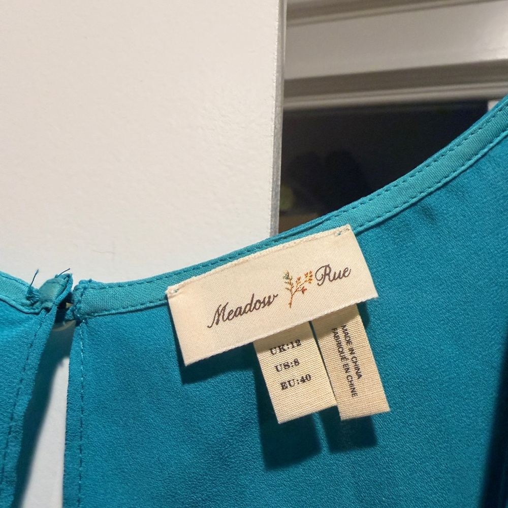 Meadow Rue Teal Ruffle Blouse - Picture 2 of 3